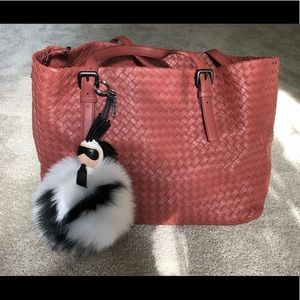 NEW BOTTEGA VENETA LARGE CRESTA TOTE CORAL